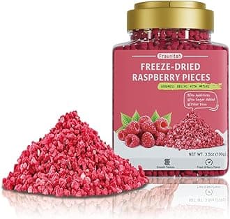 Fraunitsh Freeze Dried Raspberry Pieces 3.52oz | Dried Raspberries | Raspberries Granular | No Sugar Added | Natural Raspberry Crumble Grit for Baking Cakes Cookies Fruit Snacks