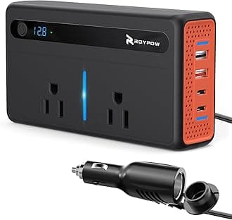 RoyPow 200W Car Power Inverter, DC 12V to 110V AC Power Inverter with Cigaret...
