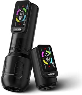 Ambition Zetton Wireless Tattoo Machine with Extra 2400mAh Touch Buttons LED Digital Display Rotary Tattoo Machine Cartridge Battery Pen with Brushless Motor Straight Drive Bar for Tattoo Artist