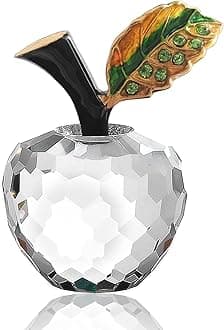 LONGWIN Mini Fake Glass Apple Collectible Figurines Apple Gift Crystal Papperweights Glass Fruit Decor for Home Kitchen Tabletop Centerpiece Ornaments (Clear)