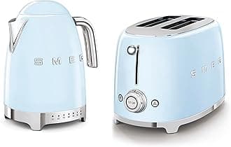 50’s Style Retro Range Breakfast Set, 1.7L 3000W Variable Temperature Kettle and Multi-Functional Control 2-Slice 950W Toaster, Pastel Blue, KLF04PBUK/ TSF01PBUK