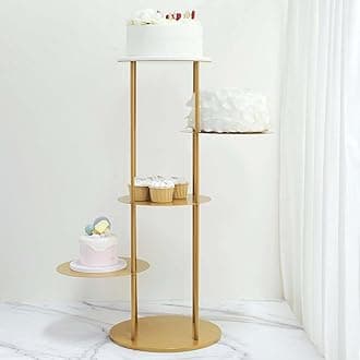 Efavormart 2.5ft Gold Metal 5-Tier Round Dessert Display Centerpiece, Tiered Planter Shelves, Dessert Cupcake Stand