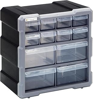 Quantum Storage Systems PDC-12BK 12 Drawers Cabinet Part Organizer 11" H x 11" W x 7" D