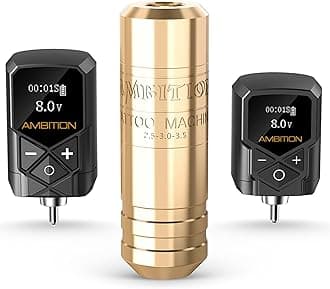 AmbitionTorped Tattoo Machine Kit - Rotary Tattoo Machine Cartridges Short Pen with 2Pcs 2400mAh & 1800mAh Tattoo Power Supply Brushless Motor for Professional Tattoo Artist