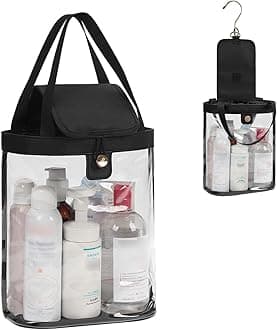 Travel Toiletry Bag, Hanging Clear Toiletry Bag for Women Men, Waterproof Travel Bag for Toiletries, Clear Makeup Bag Portable Shower Bag With Hanging Hook for Bathroom, Gym, Camping