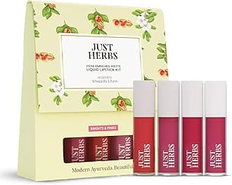 - Herb Enriched Matte Liquid Lipstick | Set of 4 | Ayurvedic Lipstick for Women | Hydrating & Lightweight | Long Lasting (Brights & Pinks)