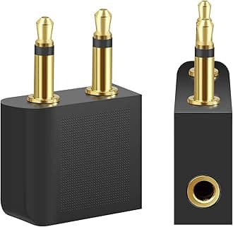 [2 PACK] T Tersely Gold Plated Flight Airplane Headphone Audio Adapter, Air Plane Connector Earphone | Convert Great Sound on All Planes | Suits All Headphones in-Flight Media Systems