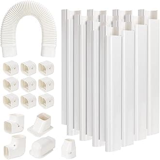 GUEQUITLEX 3" W 16.1 Ft Line Set Cover Kit for Mini Split Air Conditioner Decorative PVC Line Cover Kit for Central Air Conditioner Mini Split AC Cover for Outside Heat Pumps Tubing Cover
