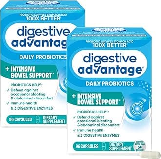 IBS Probiotics for Digestive Health & Intensive Bowel Support for Women & Men with Digestive Enzymes, Occasional Bloating & Gut Health, 96 Count Capsules (Pack of 2)