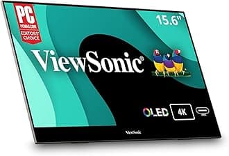 ViewSonic VX1655-4K-OLED 15.6 Inch 4K UHD Portable OLED Monitor with 2 Way Powered 60W USB C, Mini HDMI, Dual Speakers, and Built in Stand with Smart Cover,Black