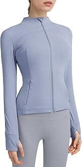 Locachy Women's Slim Fit Full Zip Athletic Running Sports Workout Jacket with Thumb Holes