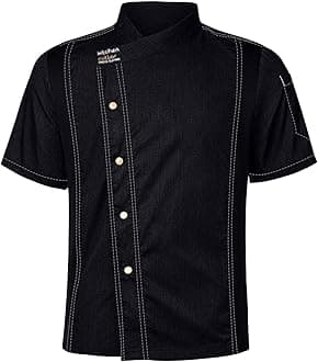 Cathalem Chef Shirts for Men Women, Unisex Chef Coat Short Sleeves Solid Chef Jacket Hotel Restaurant Work Shirt Uniform
