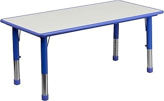 Flash Furniture Wren Adjustable Classroom Activity Table for School and Home, Rectangular Plastic Activity Table for Kids, 23.625" W x 47.25" L, Gray/Blue