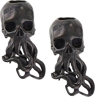 OLYCRAFT 2Pcs Black Paracord Beads with 6mm Large Hole Skull Octopus Lanyard Beads Brass Knife Bead Large Hole Loose Metal Spacer Bead for Jewelry Making DIY Crafts - Gunmetal