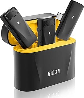 MAYBESTA Mini Wireless Lavalier Microphone for iPhone iPad - 2 Pack Tiny Lav Clip On Microphones with Charging Case, Noise Reductiont - Lapel Mics for Video Recording Streaming Podcast (MB31)