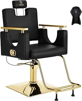 Heavy Duty Barber Chair, 360° Swivel Reclining Salon Chair for Hair Stylist, Height Adjustable Hydraulic Hairdressing Chair with Footrest for Barber Shop, Beauty Salon, Hairdressers