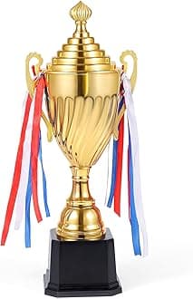 Caydo Award Trophy Gold Winner Trophy Cup with Golden Pen for Kids and Adults for Sports Events, Competitions, Tournaments, 37cm