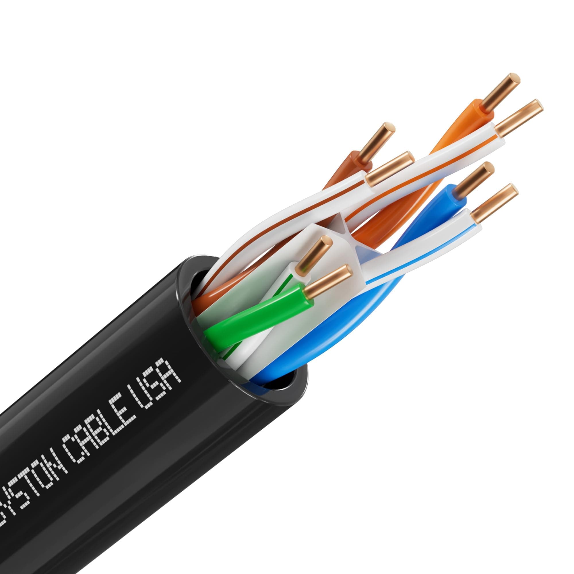 Cat 6A+ Ethernet Network Cable, 750MHz 23AWG Solid Bare Copper Wire Outdoor/Indoor, No Ends 100/250/500/1000 Ft Available, Heat Resistant Riser Rated (50 FT, CMR, Black-CMR)