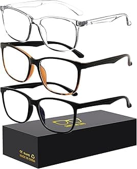 Blue-Light Blocking Glasses Computer Reading/Gaming/TV/Phones Glasses Fashion Anti Eyestrain Glasses for Women Men（E3 Black + Blackleopardprint + Transparent）