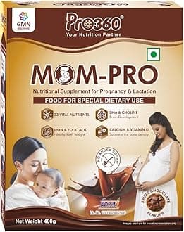 Pro360 MOM-Pro Protein Powder for Pregnant Women | 400gm Swiss Chocolate Flavour Nutrition for Pregnancy | Mother Protein Powder | Vital Nutrients to Support Baby Brain Development