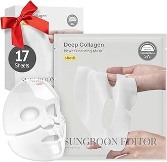 SUNGBOON EDITOR Deep Collagen Overnight Mask 37gx17ea | The real collagen 2,160,000ppb | Facial Hydrogel Masks with low molecular weight collagen for elasticity, firming, and moisturizing