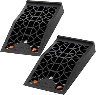 OULEME Low Profile Car Service Ramp - 2 Pack with Anti-Slip Pads for Lift Maintenance and Oil Changes, Low-Chassis Car Tire Ramps for Jack Support
