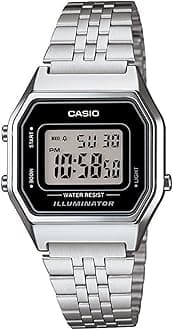 Casio Women's Watch - LA680WA-1DF Black Dial, Silver Band