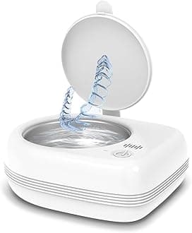 Rechargeable Ultrasonic Retainer Cleaner Machine | 50kHz 1.9 inch Ultra-Thin Portable | Night Guard Aligners Jewelry |6pcs Cleaner Tablets Included | Quick & Deep Clean Modes | Oral Dental Care