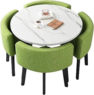 Office Reception Room Club Table and Chair Set, Reception Table and Chair Combination, Negotiation Table Sales Office Shops Meetings Small Round Tables (Green,Cloth)