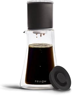 Fellow Stagg [XF] Pour-Over Coffee Maker Set – Stainless Steel Dripper, 20 oz Double Wall Glass Carafe & 30 Paper Filters, Built-in Ratio Aid, No Plastic Brewing, Matte Black