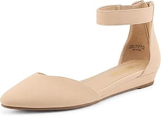 DREAM PAIRS Women's Low Wedge Pointed Toe Ankle Strap Dress Comfortable Casual Flats Shoes