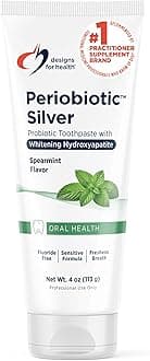 Designs for Health PerioBiotic Silver Hydroxyapatite Toothpaste - Fluoride Free Toothpaste with Oral Probiotics with Whitening Hydroxyapatite - Supports Gum Health & Remineralization (4oz Mint)