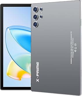 X-Prime S25 Ultra 10.1" Android 15 Tablet with Keyboard & Mouse | 5G + WiFi | HD+ AMOLED Display 3000x1440 | Dual SIM Kids Tablet | Dual Camera | Google Meet & Zoom (Grey)