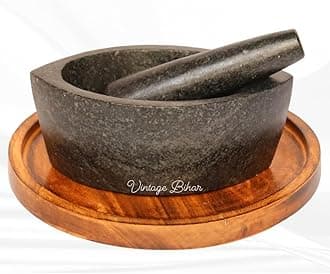 Tamda Stone Mortar and Pestle Set – Boat Shape Khalbatta for Kitchen, Traditional Grinder for Spices, Chutneys, and Herbal Pastes