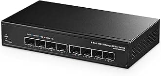 Binardat 8-Port 10 Gigabit SFP+ Managed Switch 1G/10G SFP+ Module Compatible 160Gbps Bandwidth Web/CLI L3 Management Metal Fanless Fiber Desktop Network Switch
