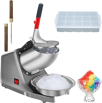 Snow Cone Machine Shaved Ice Machine Ice Crusher with Stainless Steel Blade Kitchen Electric for Shaved Ice and Snow Cone (300W 2000r/min) Also Comes with a Free Ice Pick and Ice Cube Tray