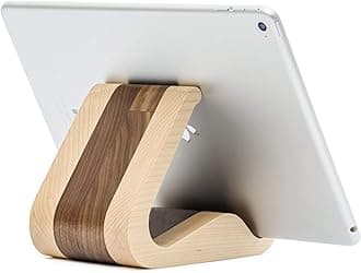 Tablet Stand Wood, ipad Holder Tripod Universal Compatible with 6-13inch iPad pro air mini Samsung Galaxy Tab, Kindle Fire Wood ipad Stand for Desk