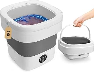Portable Washing Machine, 16 L Mini Washer with 3 Modes Deep Cleaning for Underwear, Baby Clothes, Sock, Small Items, Foldable Travel Washer and Dryer Combo for Apartments, Camping, Travel, RV (Grey)