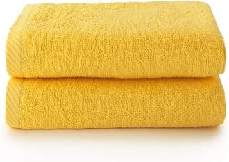 Top Towel - Plus - Large Bath Towels - Bathroom Towels - 2 Face or Bidet Towels - 30 x 50 cm - 100% Cotton - Lemon