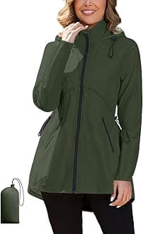PITINAN Rain Jacket Women Lightweight Waterproof Windbreaker Jacket Women Packable Raincoat with Pockets S-XXL