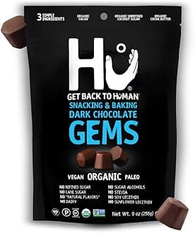 Hu Gems Chocolate Chips Vegan Snacks | 6 Pack, 9oz Each | Organic, Paleo, Dark Chocolate Baking Chips | Great for Baking & Snacking, Non GMO, Kosher Chocolate