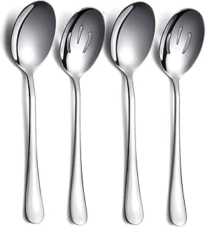 Kyraton 4-Piece Stainless Steel Serving Utensil Set - 2 Serving Spoons and 2 Slotted Spoons