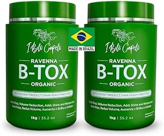 Ravenna B-tox Organic Hair Mask - Hair Conditioner with Brazilian Keratin, Argan Oil, and Panthenol - Nourishing, Hydrating, Smoothing Treatment - 1L, 2 Pack
