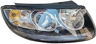 Gdrasuya10 Halogen Headlight Assembly Compatible with 2007-2012 Santa Fe All Models Black Housing Clear Lens Right Passenger Side Headlights, 6-Pin Interface