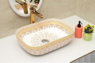 CLUSTER Designer Table Top Wash Basin For Bathroom | Ceramic Bathroom Sink | Over Counter Moroccan Design Wash Basin for Hotel, Resturent (18 x 13 x 5.5 Inch) (Moroccan Design 5)