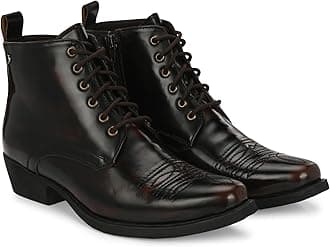 DelizeMen’s Vegan Leather, Cuban Heeled, Cowboy Ankle Derby Boots 63658
