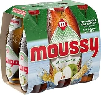 Moussy Non-Alcoholic Malt Beverage Apple Flavour Each 330ml, X Pack of 6 (From UAE)