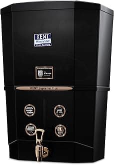KENT Supreme Plus Alkaline+Copper RO Water Purifier | RO+UV+UF+Alk +Cu+TDSControl+UV LED Tank|Advanced ROTech for SabseShudh Paani |Auto Flush| 8L|20LPH| Ideal for Borewell/Tanker/MunicipalWater|Black