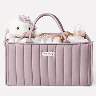 Blissful Diary Baby Diaper Caddy Organizer, Stylish Storage Basket for Newborn Essentials and Diaper Station, Gift for Baby Shower and Registry Must-Have, Mauve Pink | Gift for Baby Shower, Registry Must-Have