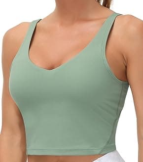 THE GYM PEOPLEWomen’s Longline Sports Bra Wirefree Padded Medium Support Yoga Bras Gym Running Workout Tank Tops
